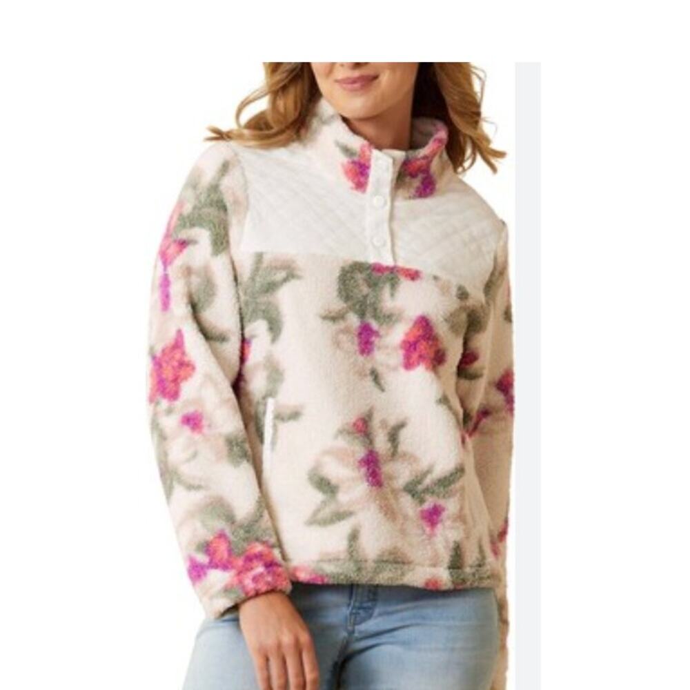 Tommy Bahama Fleece Beachway Blooms 1/4 Snap Pullover Jacket XS NEW $168 - Picture 1 of 8